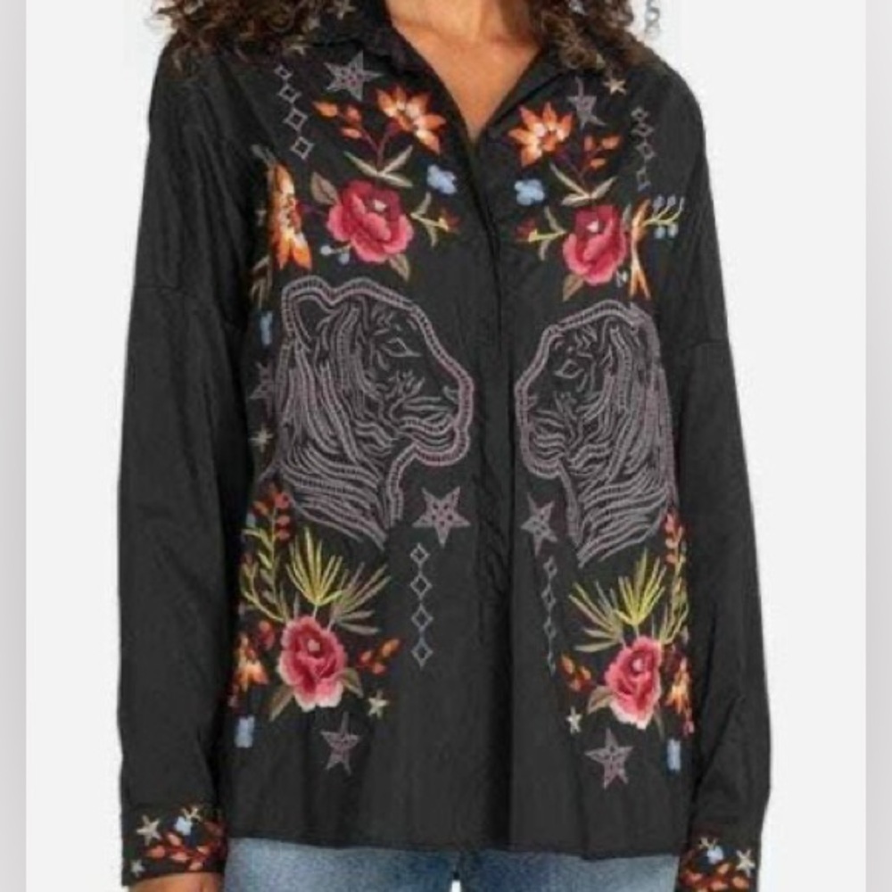 Johnny Was heavily embroidered omega shirt (oversized) NWT RARE - Picture 4 of 16